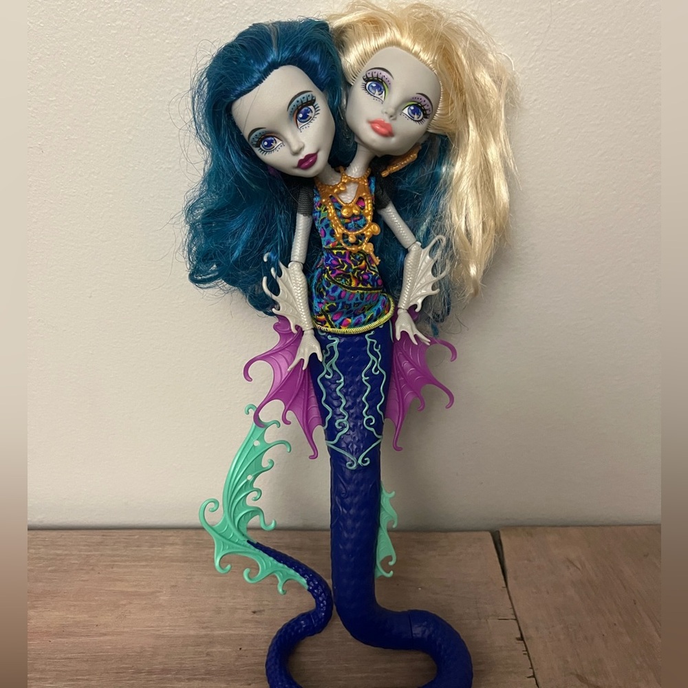 Two-Headed Mermaid Doll with Blue and Blonde Hair